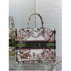Fake Dior Large Book Tote Bag Dior 4 Saisons Automne Soleil Embroidery Replica