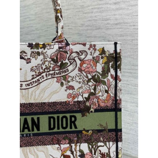 Fake Dior Large Book Tote Bag Dior 4 Saisons Automne Soleil Embroidery Replica