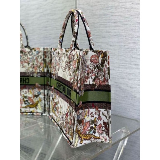 Fake Dior Large Book Tote Bag Dior 4 Saisons Automne Soleil Embroidery Replica