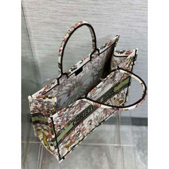 Fake Dior Large Book Tote Bag Dior 4 Saisons Automne Soleil Embroidery Replica