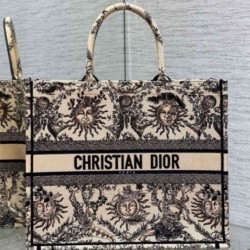 Fake Dior Large Book Tote Bag Beige Toile de Jouy Soleil Embroidery Replica