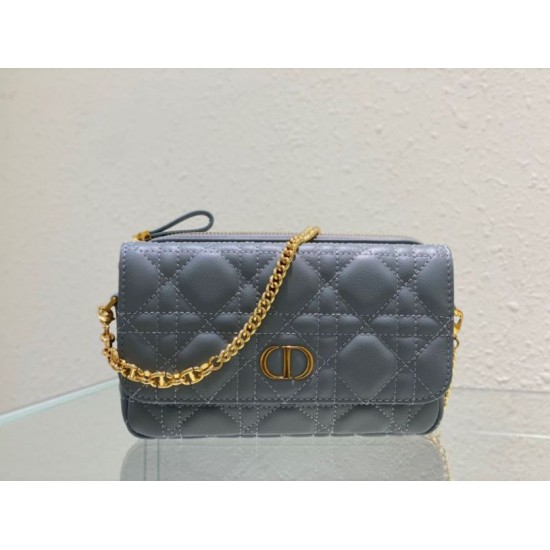 Replica Dior Caro Pouch Cloud Blue Cannage Calfskin