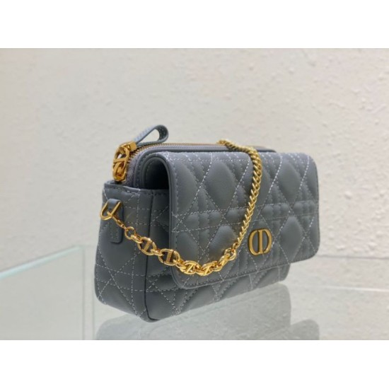 Replica Dior Caro Pouch Cloud Blue Cannage Calfskin