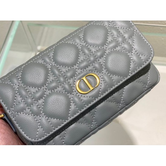 Replica Dior Caro Pouch Cloud Blue Cannage Calfskin