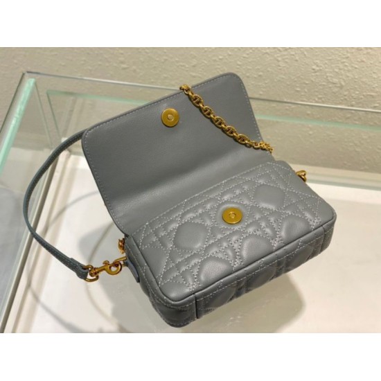 Replica Dior Caro Pouch Cloud Blue Cannage Calfskin