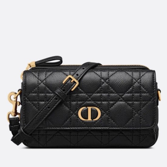 Replica Dior Caro Pouch Black Cannage Calfskin Replica Dior Caro Pouch Black Cannage Calfskin