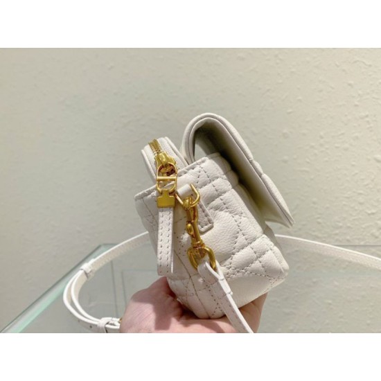 Replica Dior Caro Pouch White Cannage Calfskin