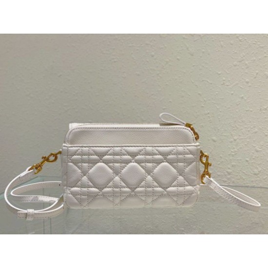 Replica Dior Caro Pouch White Cannage Calfskin