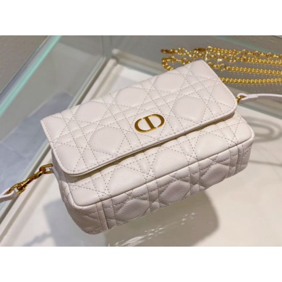 Replica Dior Caro Pouch White Cannage Calfskin