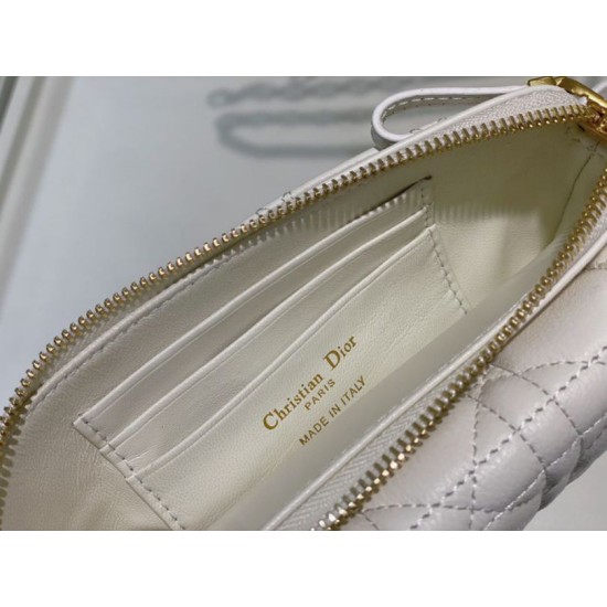 Replica Dior Caro Pouch White Cannage Calfskin