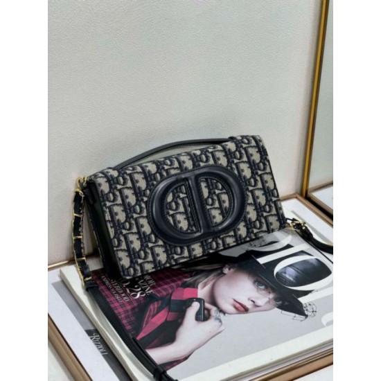 Fake Dior CD Signature Mini Bag Blue Oblique Jacquard Replica