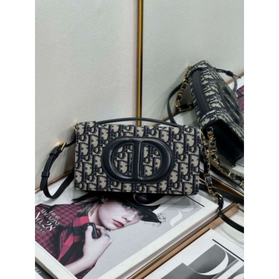 Fake Dior CD Signature Mini Bag Blue Oblique Jacquard Replica