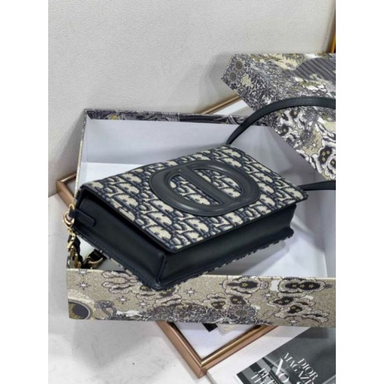 Fake Dior CD Signature Mini Bag Blue Oblique Jacquard Replica