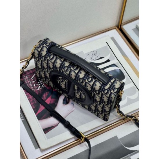Fake Dior CD Signature Mini Bag Blue Oblique Jacquard Replica