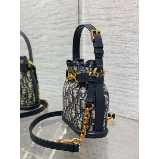 Replica Dior C'est Small Bag Blue Oblique Jacquard