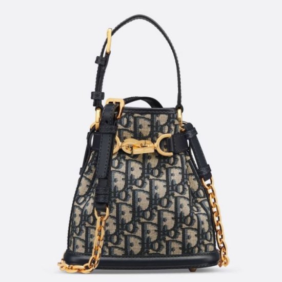 Replica Dior C'est Small Bag Blue Oblique Jacquard