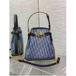 Replica Dior C'est Medium Bag Blue Denim Oblique Jacquard