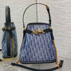 Replica Dior C'est Medium Bag Blue Denim Oblique Jacquard