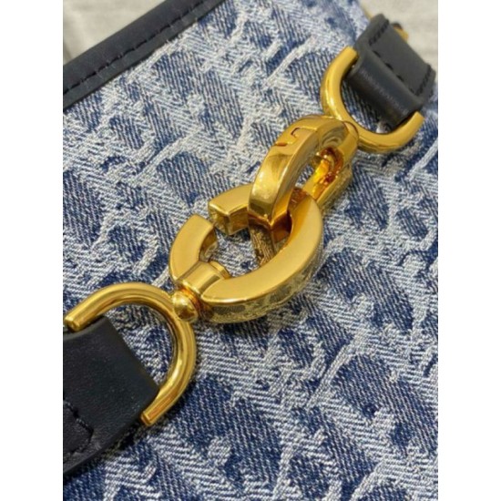 Replica Dior C'est Medium Bag Blue Denim Oblique Jacquard
