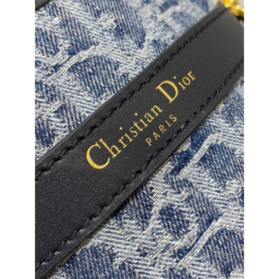 Replica Dior C'est Medium Bag Blue Denim Oblique Jacquard