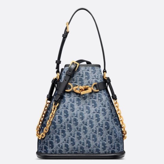 Replica Dior C'est Medium Bag Blue Denim Oblique Jacquard