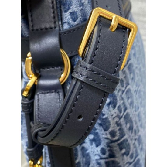 Replica Dior C'est Medium Bag Blue Denim Oblique Jacquard