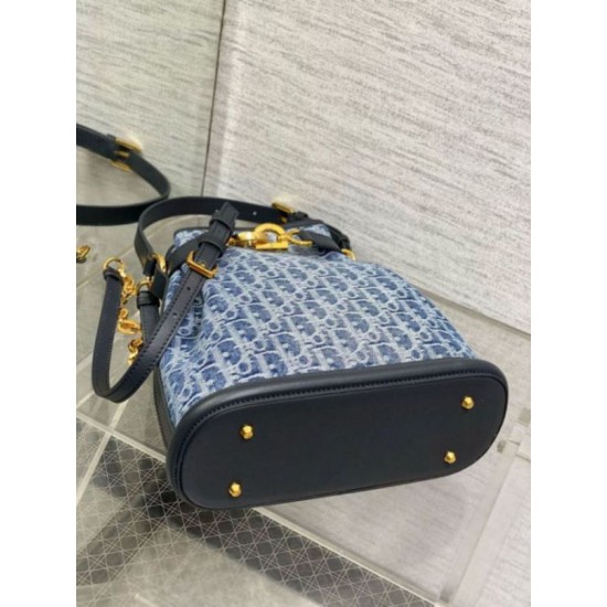 Replica Dior C'est Medium Bag Blue Denim Oblique Jacquard