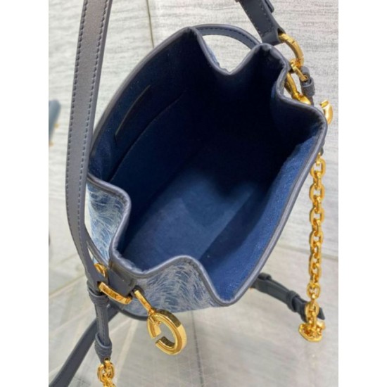 Replica Dior C'est Medium Bag Blue Denim Oblique Jacquard