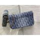Replica Dior Saddle Chain Pouch Blue Denim Oblique Jacquard