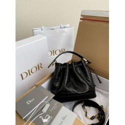 Replica Dior Small Jolie Bucket Bag Black Macrocannage Lambskin
