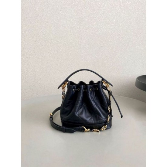 Replica Dior Small Jolie Bucket Bag Black Macrocannage Lambskin