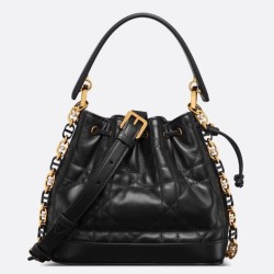Replica Dior Small Jolie Bucket Bag Black Macrocannage Lambskin