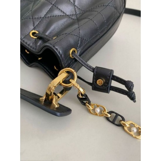 Replica Dior Small Jolie Bucket Bag Black Macrocannage Lambskin