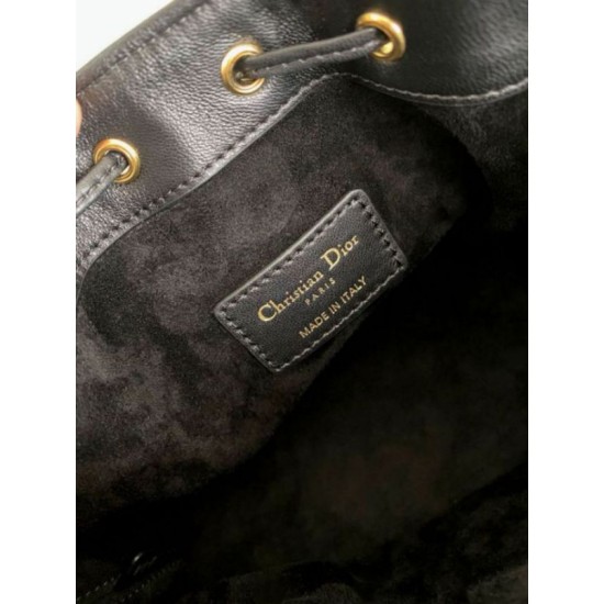 Replica Dior Small Jolie Bucket Bag Black Macrocannage Lambskin