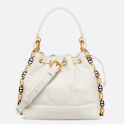 Fake Dior Small Jolie Bucket Bag White Macrocannage Lambskin Replica