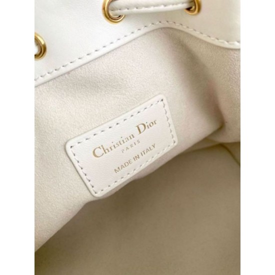 Fake Dior Small Jolie Bucket Bag White Macrocannage Lambskin Replica