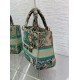 Fake Dior Dioriviera Lady D-Lite Medium Bag Raffia with Green Toile de Jouy Sauvage Embroidery Replica