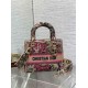 Fake Dior Dioriviera Lady D-Lite Medium Bag Raffia with Pink Toile de Jouy Sauvage Embroidery Replica
