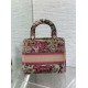 Fake Dior Dioriviera Lady D-Lite Medium Bag Raffia with Pink Toile de Jouy Sauvage Embroidery Replica