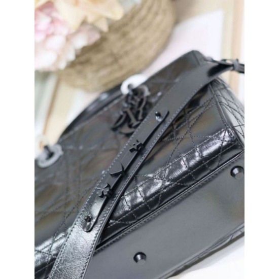 Fake Dior Medium Lady D-Sire My ABCDior Bag Black Crinkled Calfskin Replica