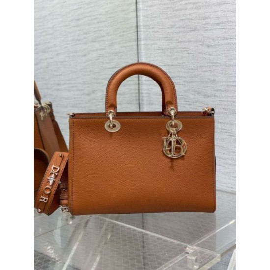 Replica Dior Medium Lady D-Sire My ABCDior Bag Brown Bull Leather