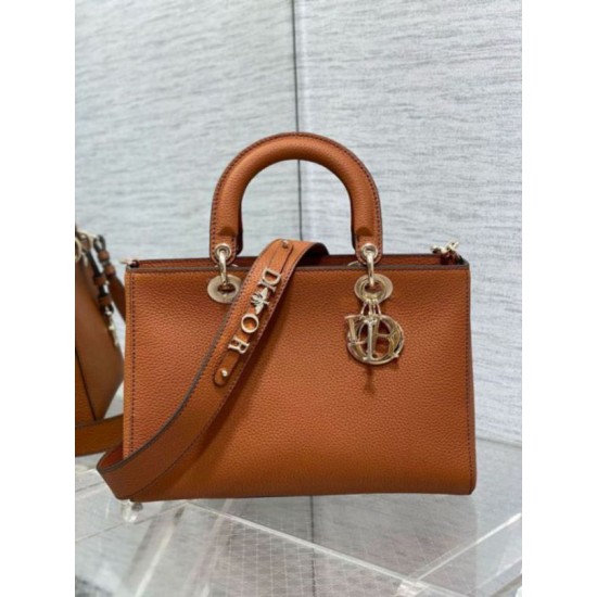 Replica Dior Medium Lady D-Sire My ABCDior Bag Brown Bull Leather
