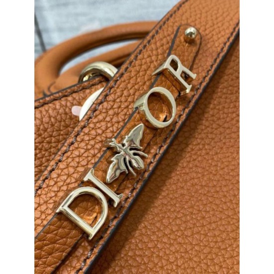 Replica Dior Medium Lady D-Sire My ABCDior Bag Brown Bull Leather