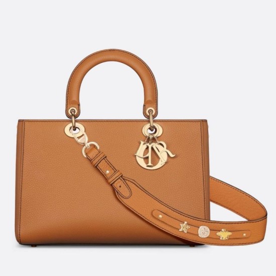 Replica Dior Medium Lady D-Sire My ABCDior Bag Brown Bull Leather
