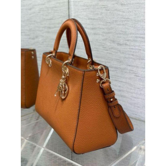 Replica Dior Medium Lady D-Sire My ABCDior Bag Brown Bull Leather