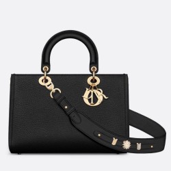 Replica Dior Medium Lady D-Sire My ABCDior Bag Black Bull Leather