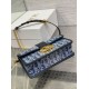 Replica Dior 30 Montaigne East-West Bag with Chain Blue Denim Oblique Jacquard