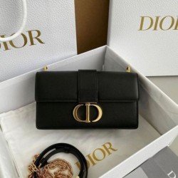 Replica Dior 30 Montaigne East-West Bag with Chain Black Calfskin
