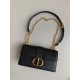 Replica Dior 30 Montaigne East-West Bag with Chain Black Calfskin