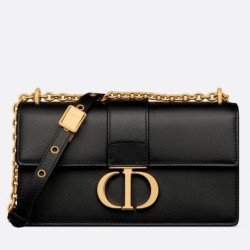 Replica Dior 30 Montaigne East-West Bag with Chain Black Calfskin
